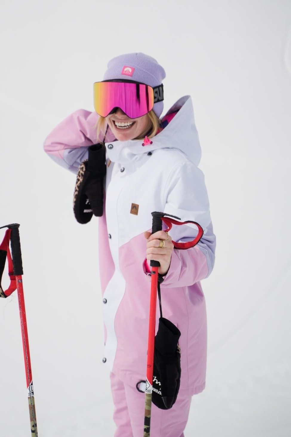 1080 Ski- und Snowboardjacke für Damen – Pastellrosa, Weiß und Pastelllila