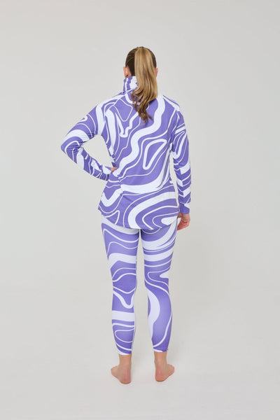 Purple Swirl Women's High Neck Baselayer Top - OOSC Clothing