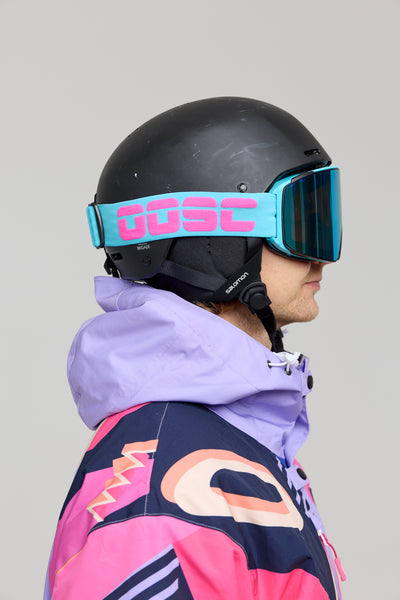 OOSC Vizion Ski & Snowboard Goggles - Neon Blue and Pink