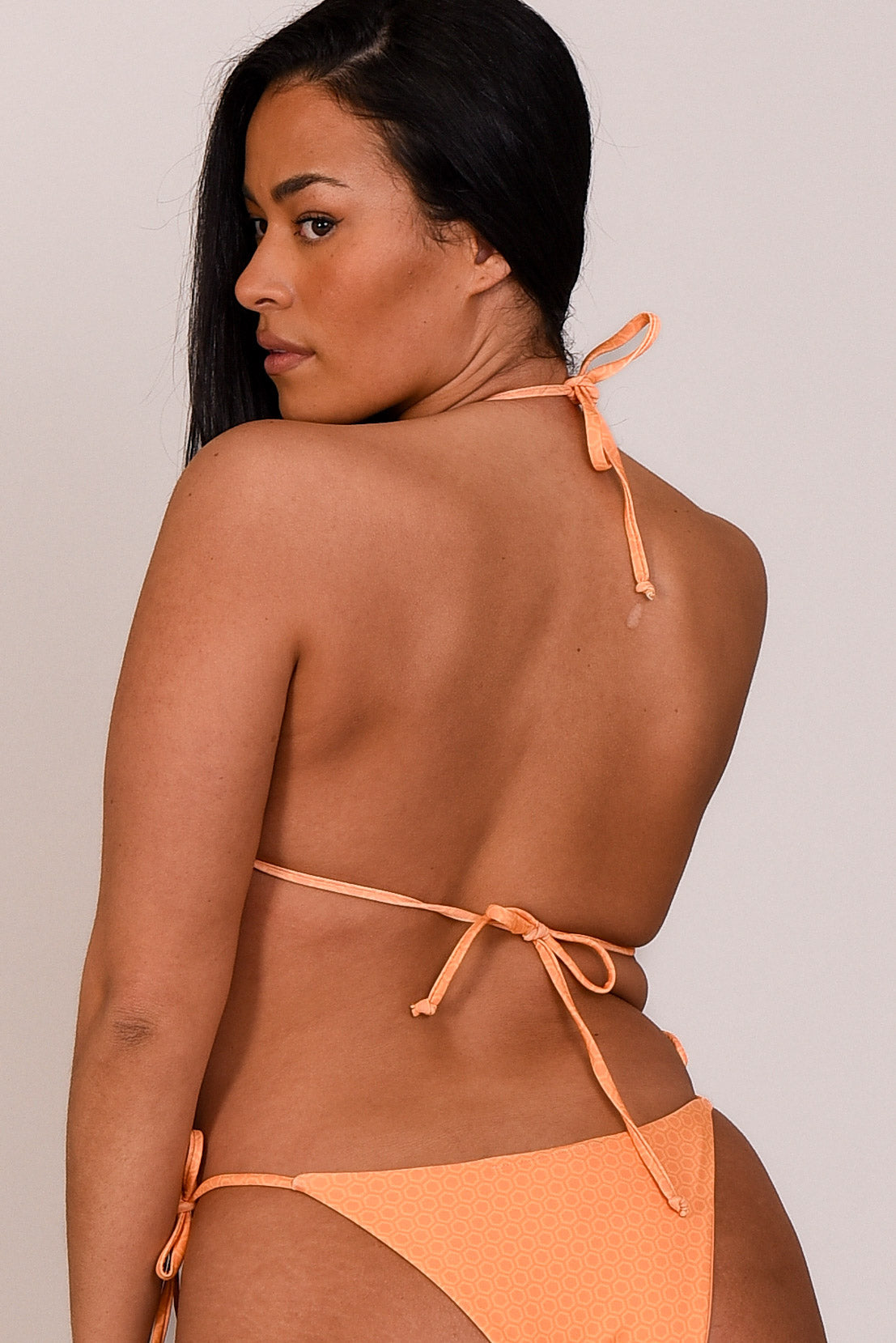 Haut de bikini triangle moulant tangerine