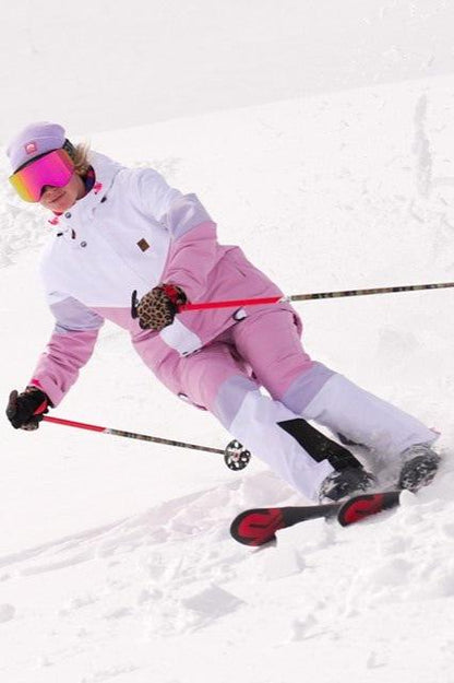 PANTALON DE SKI &amp; SNOWBOARD 1080 FEMME ROSE PASTEL, BLANC &amp; MAUVAIS PASTEL