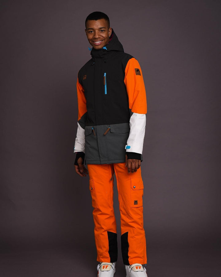 Veste de ski et de planche à neige pour homme Yeh Man noire, grise et orange