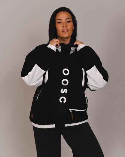 Sherpa Fleece Jacket Black / White - Women's