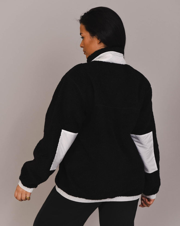 Sherpa Fleece Jacket Black / White - Women's