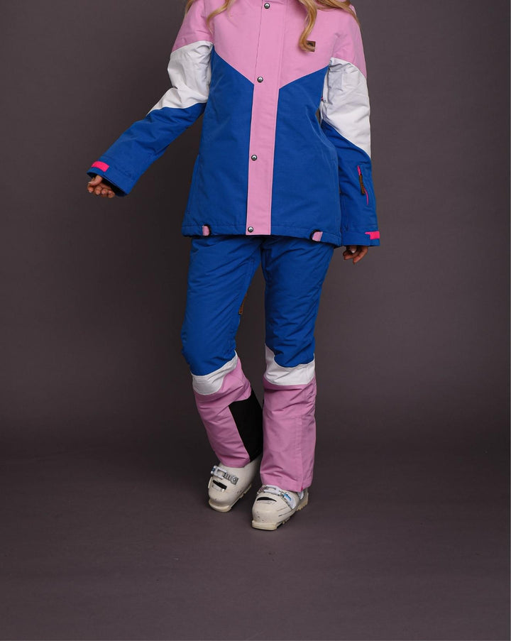 1080 Ski- und Snowboardhose für Damen – Pastellrosa, Weiß und Blau