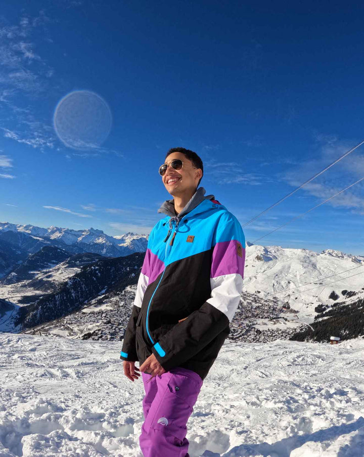 Fresh Pow Ski- und Snowboardjacke für Herren – Blau, Lila und Schwarz