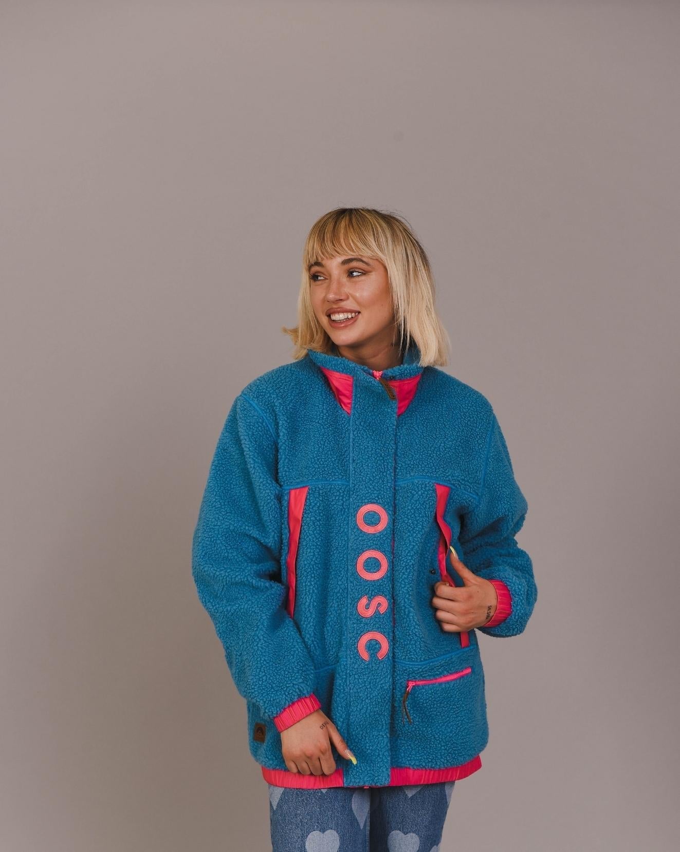 Sherpa Fleece Jacket Blue / Pink - Women's