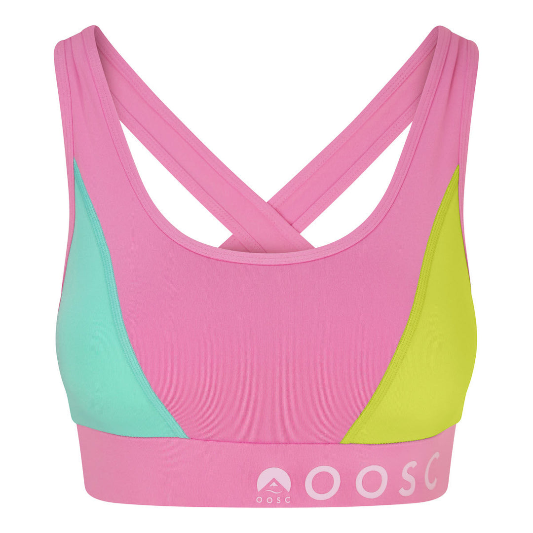 boats n hoes multi coloured pastel pink crossback sports bra