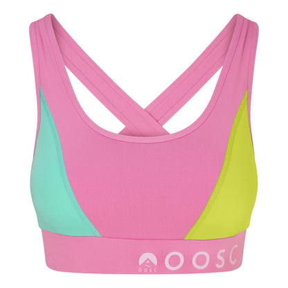 boats n hoes multi coloured pastel pink crossback sports bra