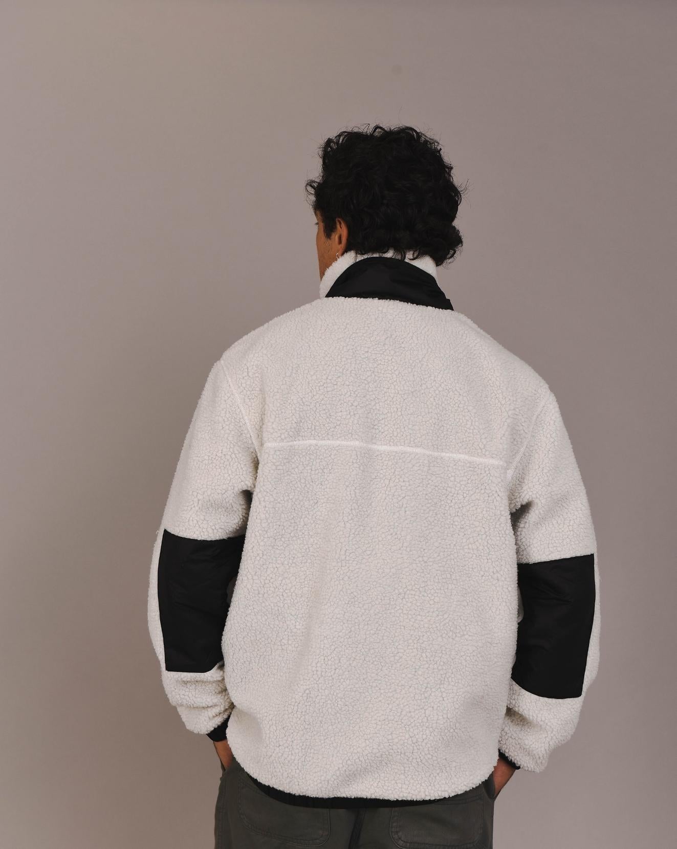 Sherpa Fleece Jacket White / Black - Men's