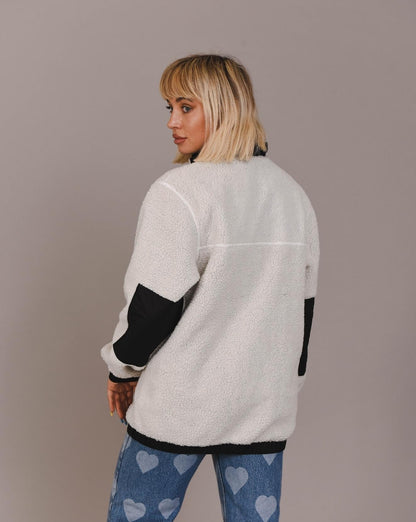 Sherpa Fleece Jacket White / Black - Women's