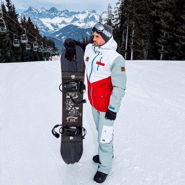 Fresh Pow Men's Ski Snowboard Jacket - White, Red, Black & Grey