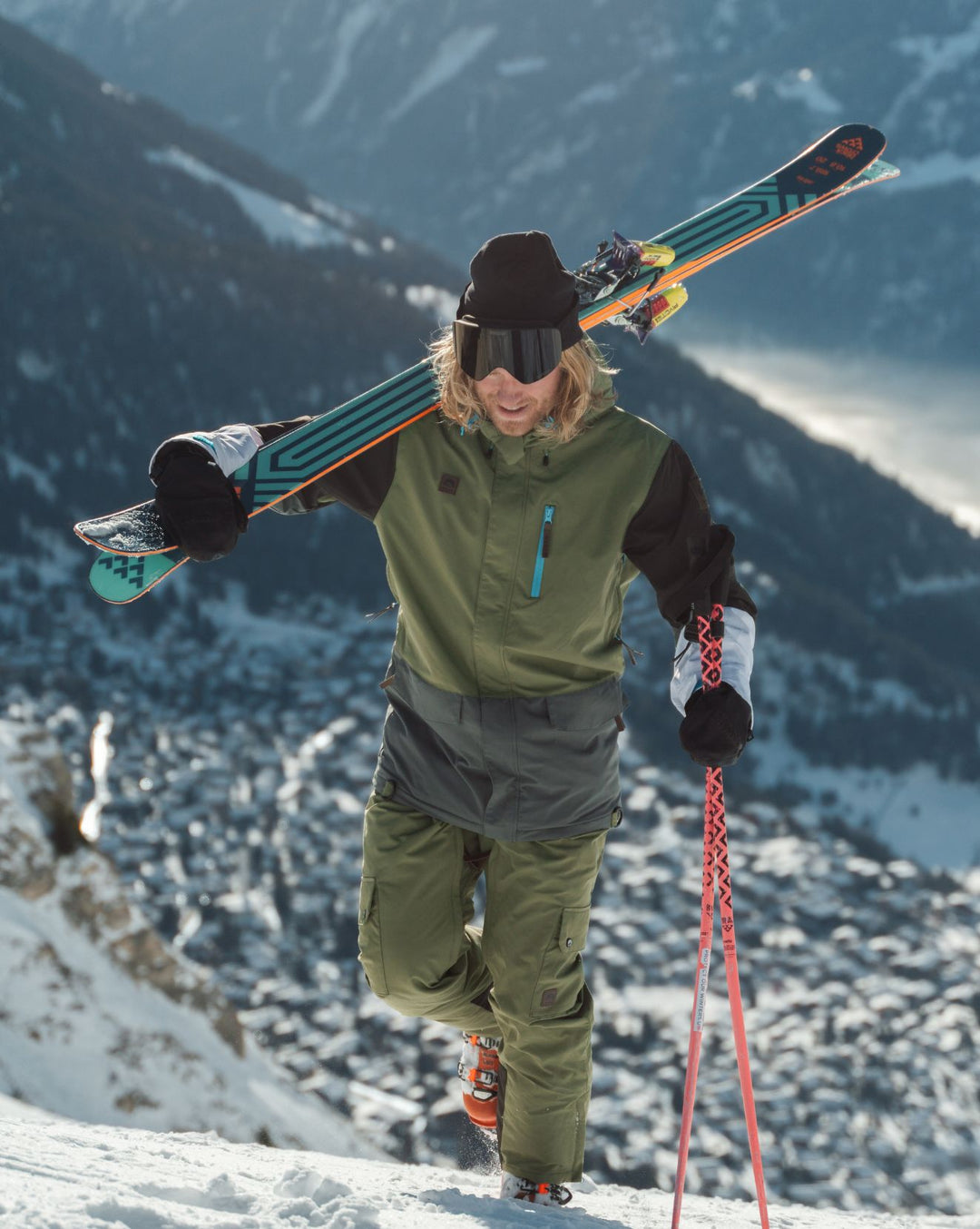 Yeh Man Ski- und Snowboard-Trägerhose für Herren – Khaki