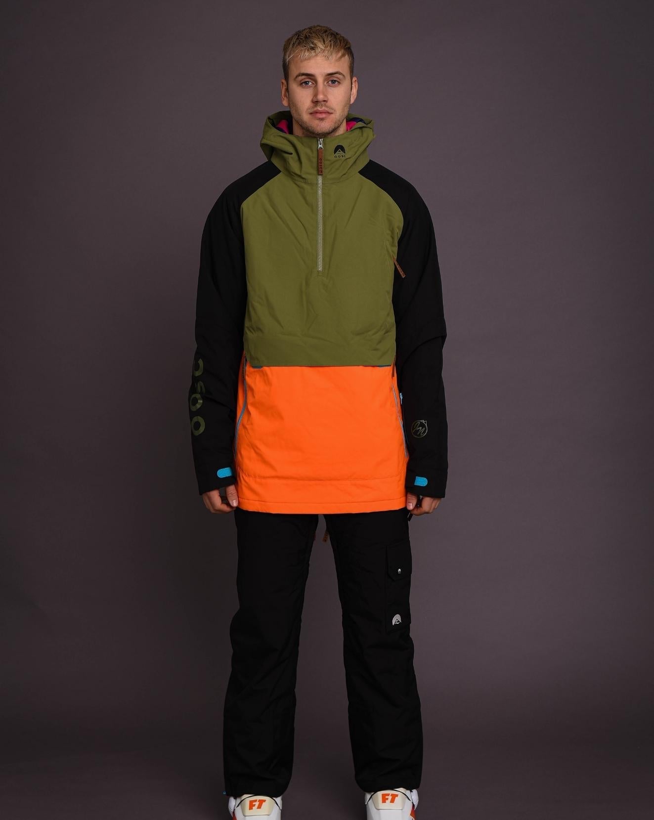 Snow Park Overhead-Jacke – Orange und Khaki