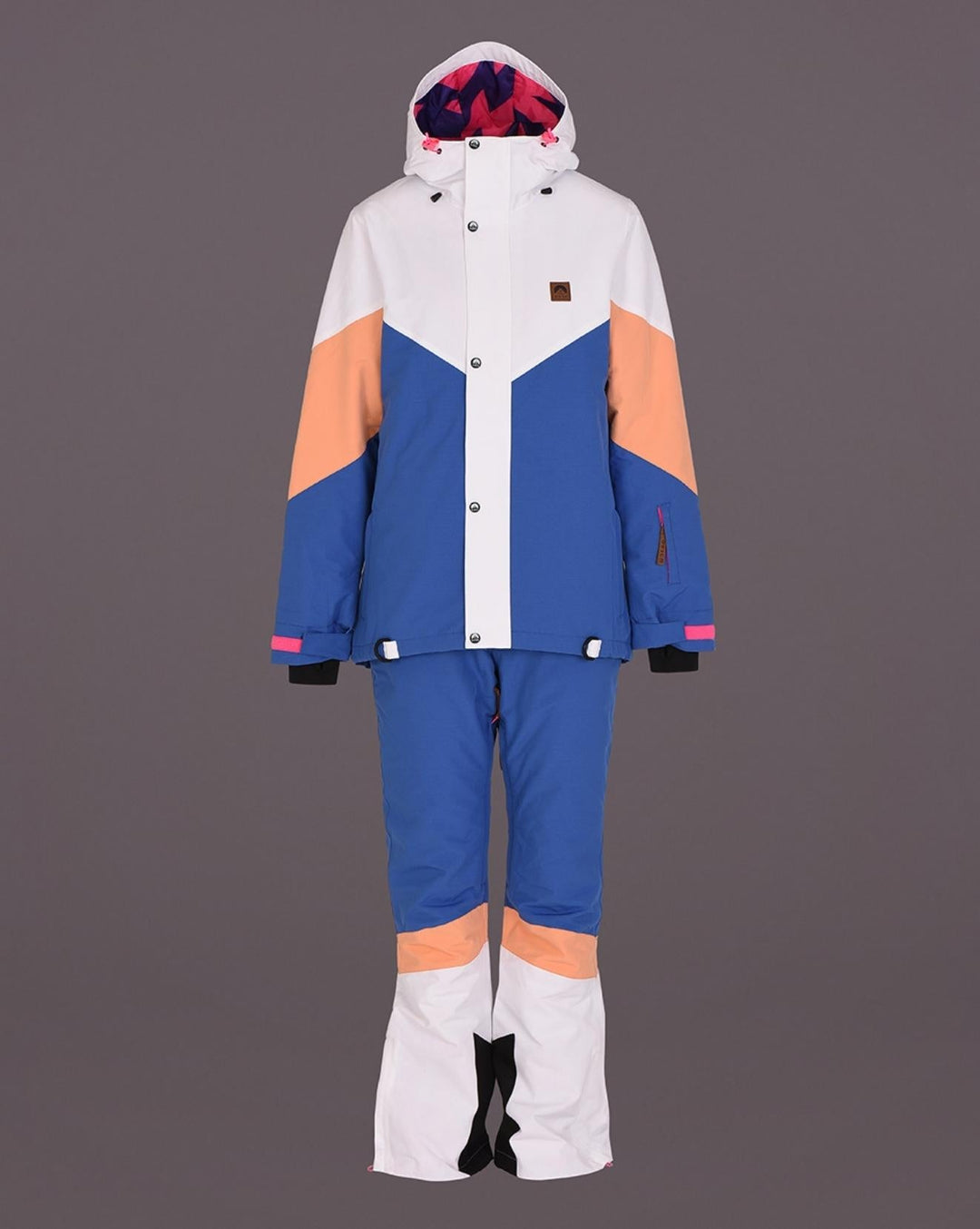 1080 Women's Ski & Snowboard Pant - Pastel Peach, White & Blue