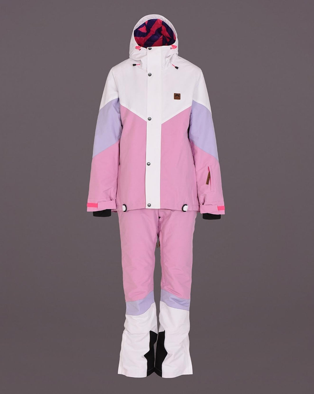 1080 Ski- und Snowboardjacke für Damen – Pastellrosa, Weiß und Pastelllila