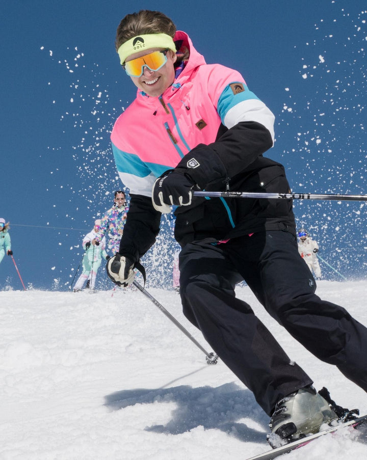 Fresh Pow Ski- und Snowboardjacke für Herren – Neonpink, Blau und Schwarz