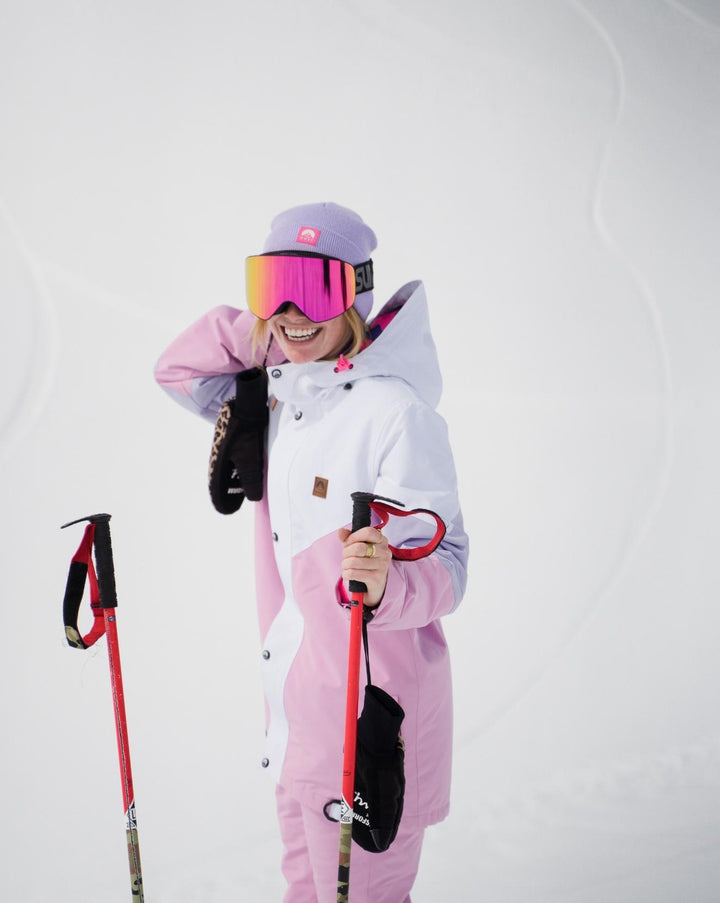 1080 Women's Ski & Snowboard Jacket - Pastel Pink, White & Pastel Purple