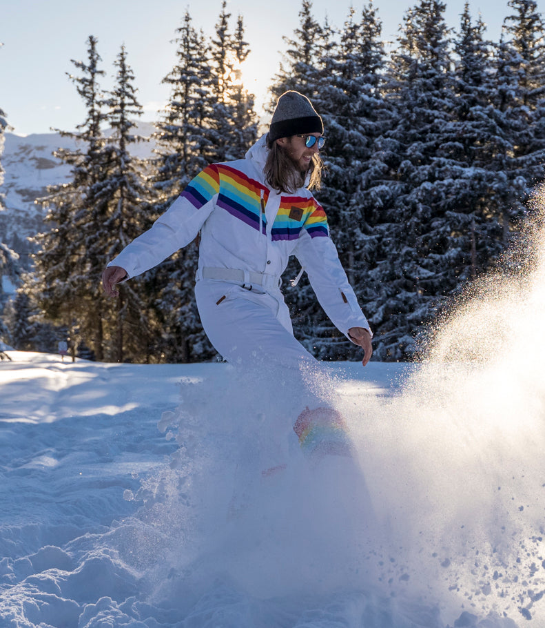 Rainbow Road White Mens Ski Suit