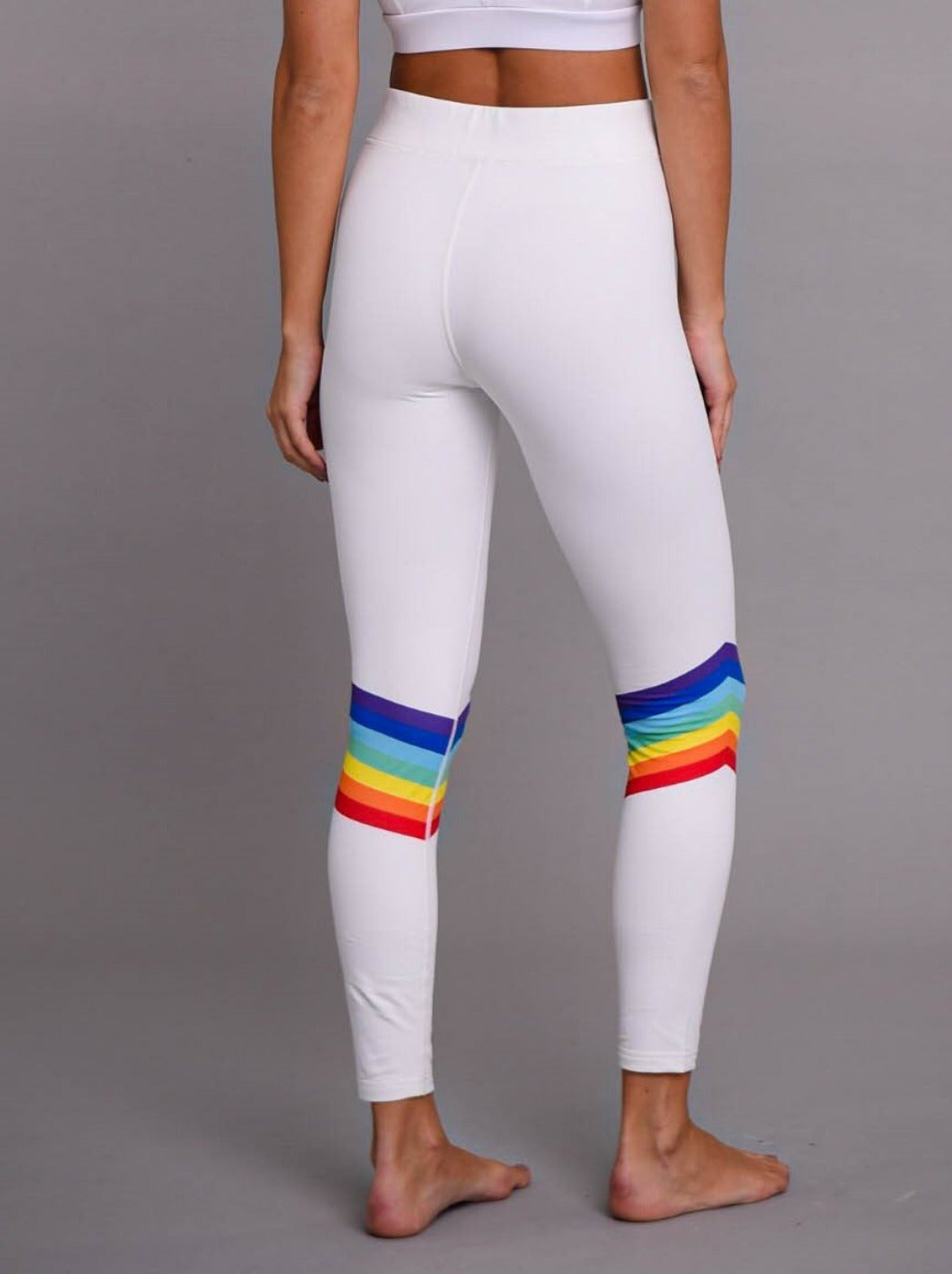 oosc womens white rainbow ski baselayer leggings