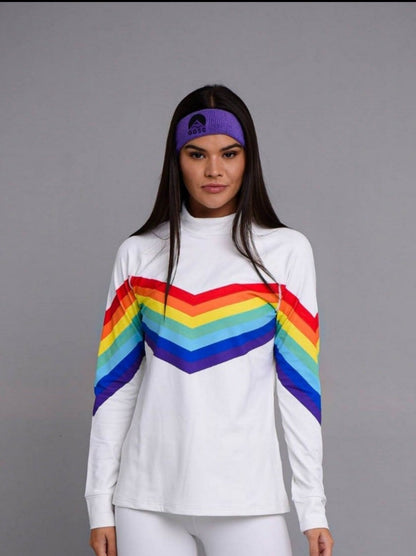 oosc womens white rainbow ski base layer top