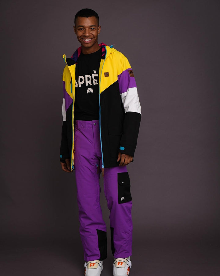 Veste de ski et de planche à neige Fresh Pow pour homme, jaune, violet et noir