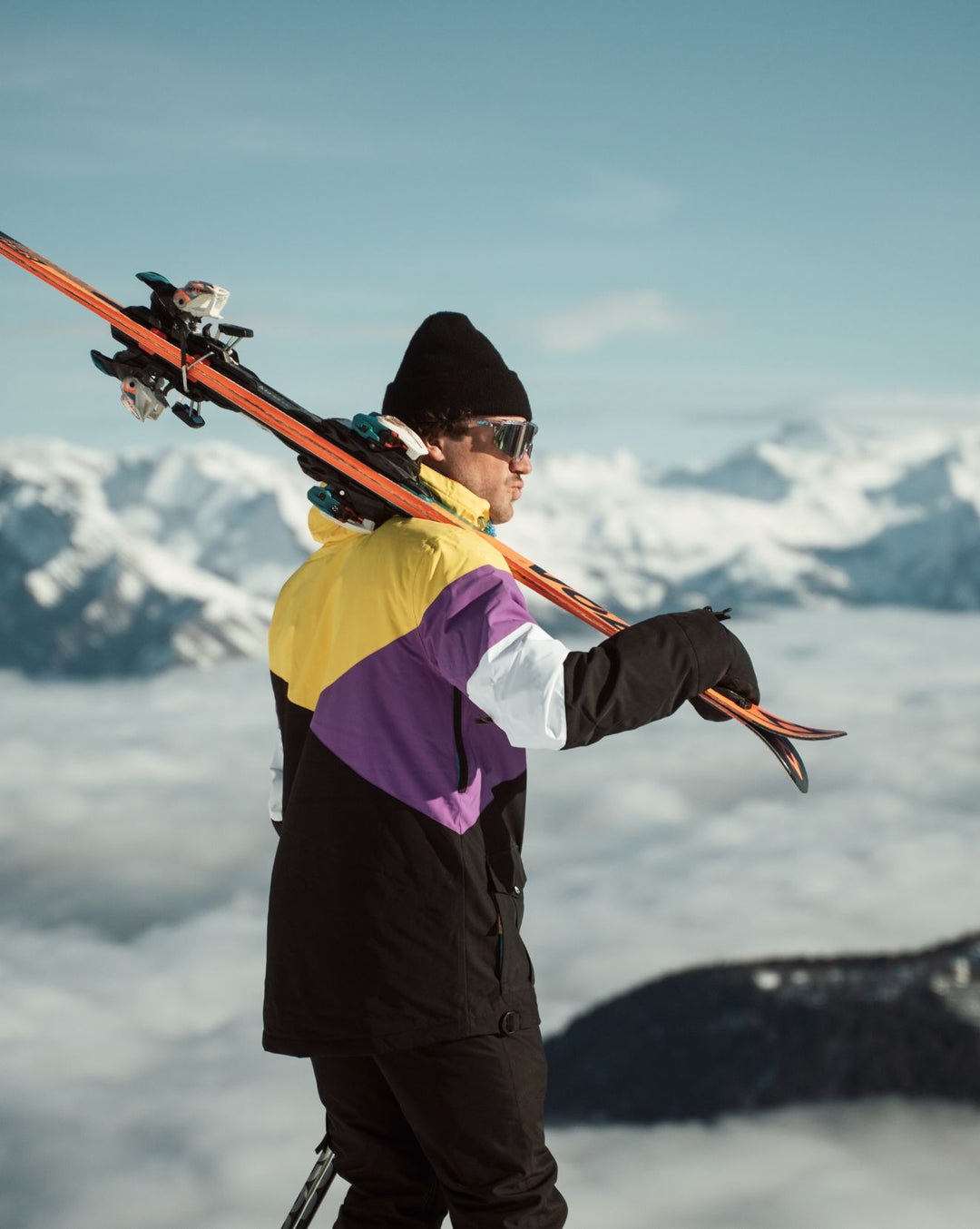 Fresh Pow Ski- und Snowboardjacke für Herren – Gelb, Lila und Schwarz
